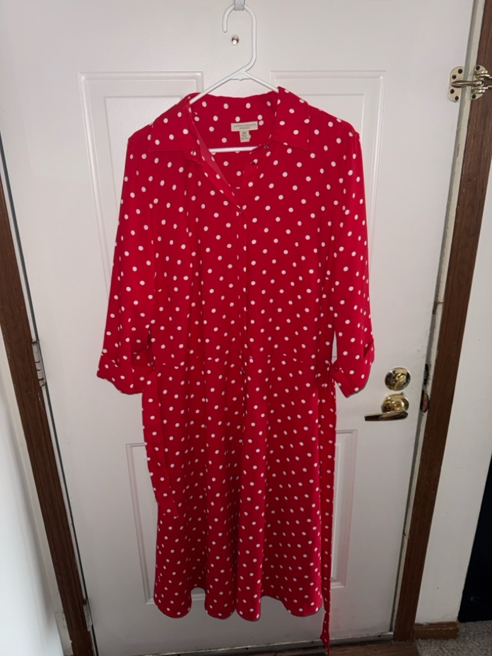 Appleseed's Red and White Polka Dot Midi Dress - Picture 3 of 4